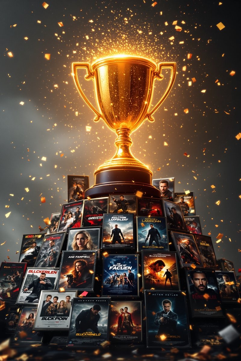 榜单「票房口碑双爆·动作大片 TOP10」封面，叫好又叫座的票房之王